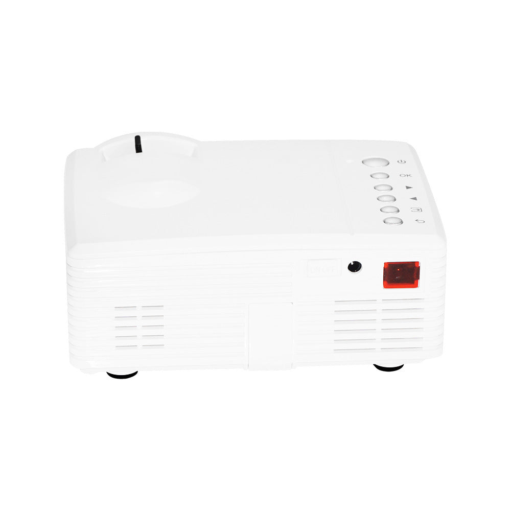 White Sida SD30 children projector with USB, SD, and AV input ports and manual focus adjustment