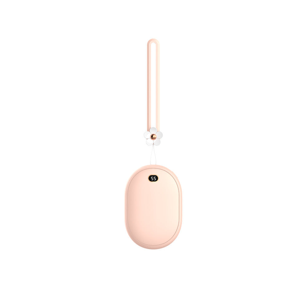 Mini power bank with 10000mA capacity, peach color, Type-C interface, and compact design.