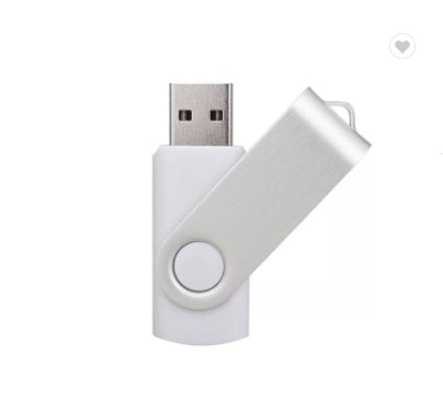 White mobile hard drive with metal swivel cover and USB 3.0 interface