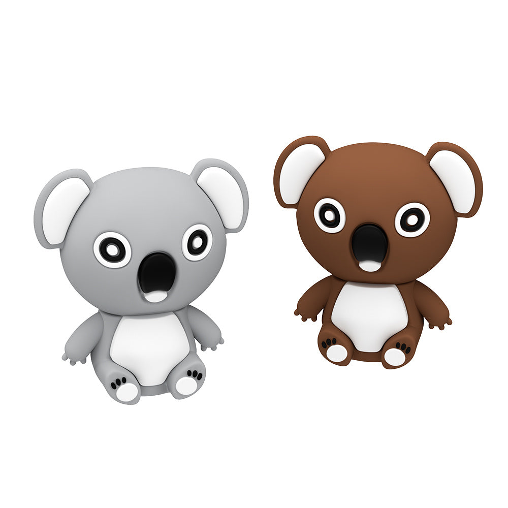 Cartoon silicone USB drive shaped like cute koalas in gray and brown colors