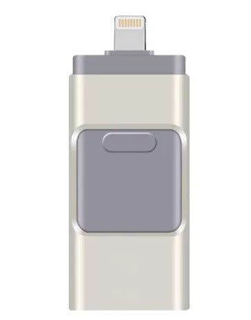 Three-in-one USB flash drive suitable for Apple and Android mobile devices with OTG support and metal shell