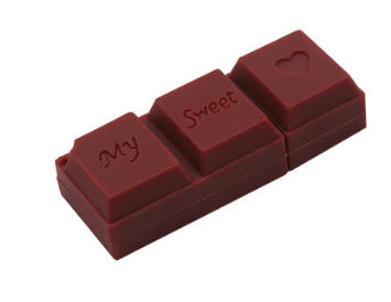 Cartoon PVC chocolate USB flash drive shaped like a chocolate bar with 