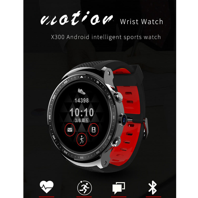 X300 H1 round screen smart watch with black and red design displaying time and apps.