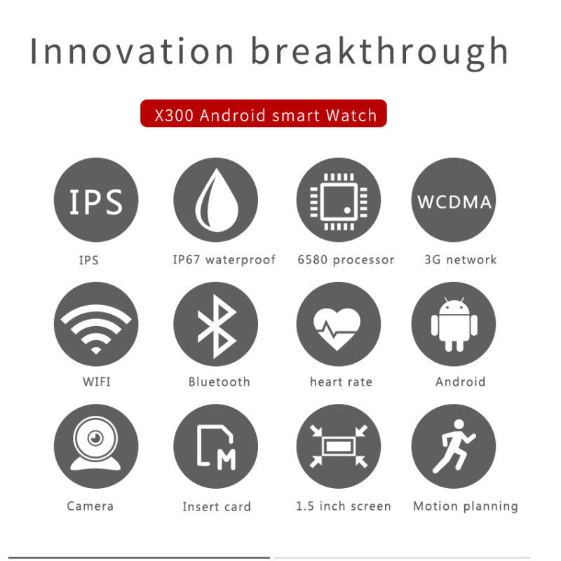 X300 H1 round screen smart watch features and icons.