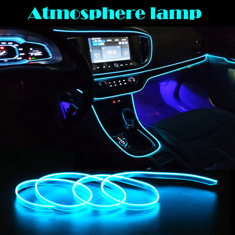 Car LED strip light for neon party decoration with atmospheric glow in vehicle interior.