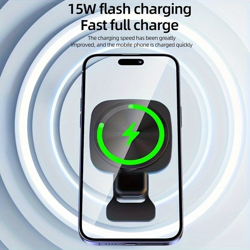 15W flash charging car wireless charger for fast mobile charging.