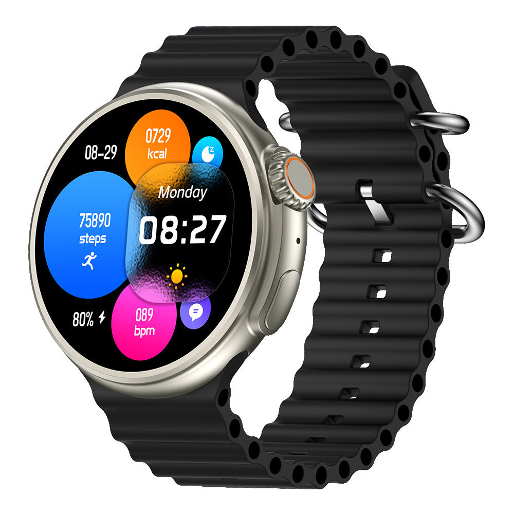 Smart Watch Jerry Second Generation with black strap and AMOLED display showing fitness stats.