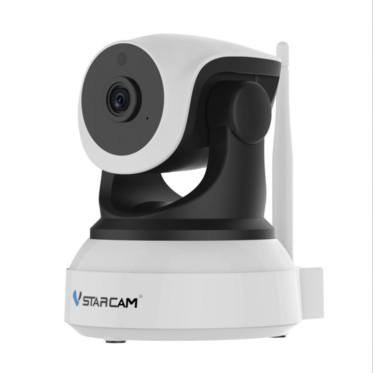White and black Wi-fi surveillance camera with 720p resolution and pan-tilt design