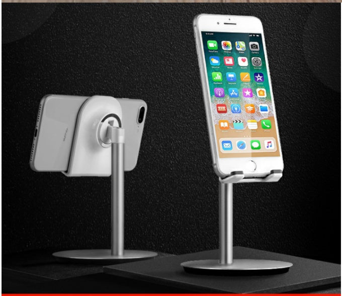 Metal computer phone holder for 3-11 inch devices on desktop.