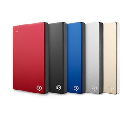 Portable 2.5-inch Seagate mobile hard drives in multiple colors with USB 3.0 for fast file transfer and backup software.