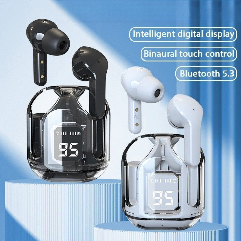 Bluetooth 5.3 over-ear headphones with hi-fi sound and LED display.
