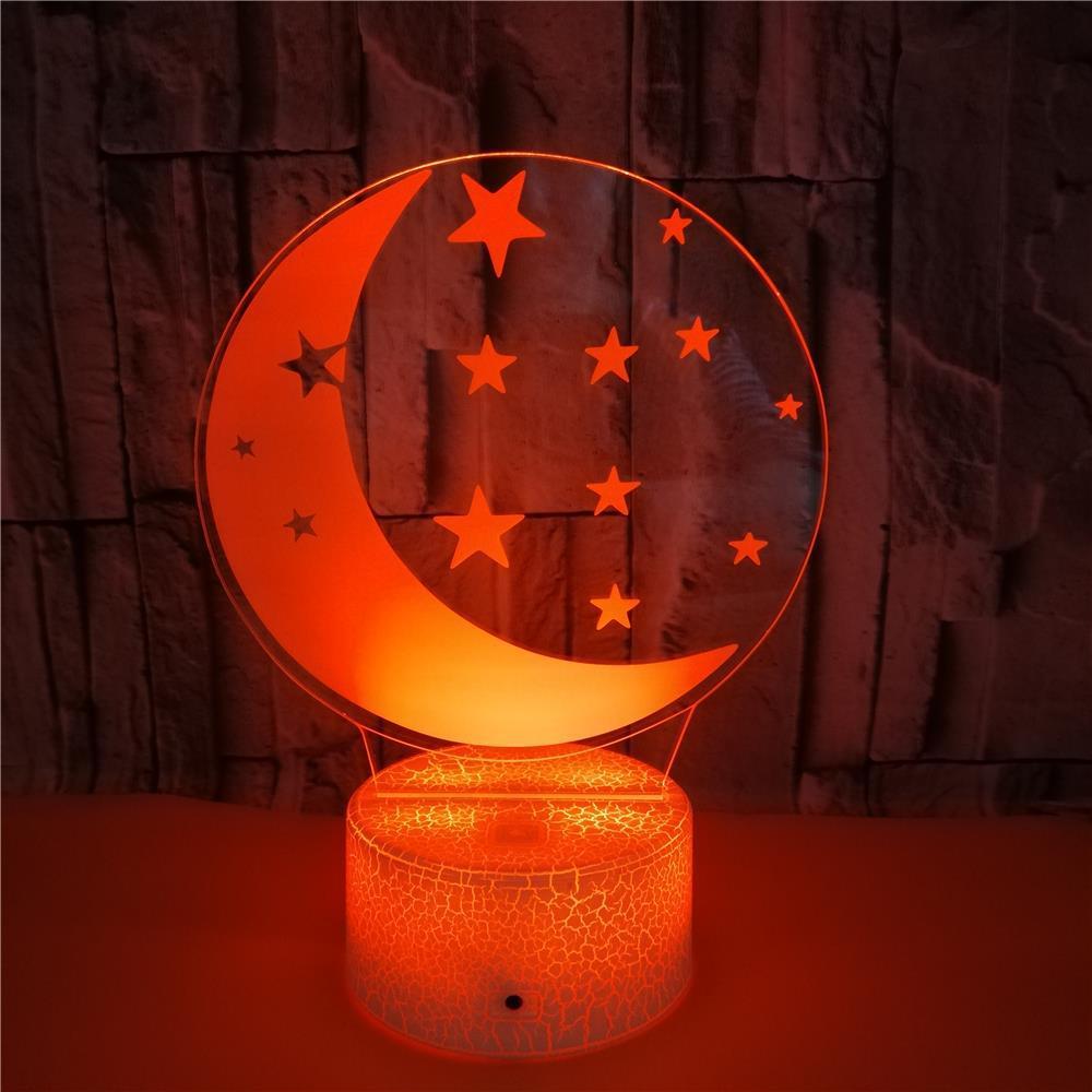 Moon 3D Table Lamp with LED Lights and Touch Switch on Crackle Base