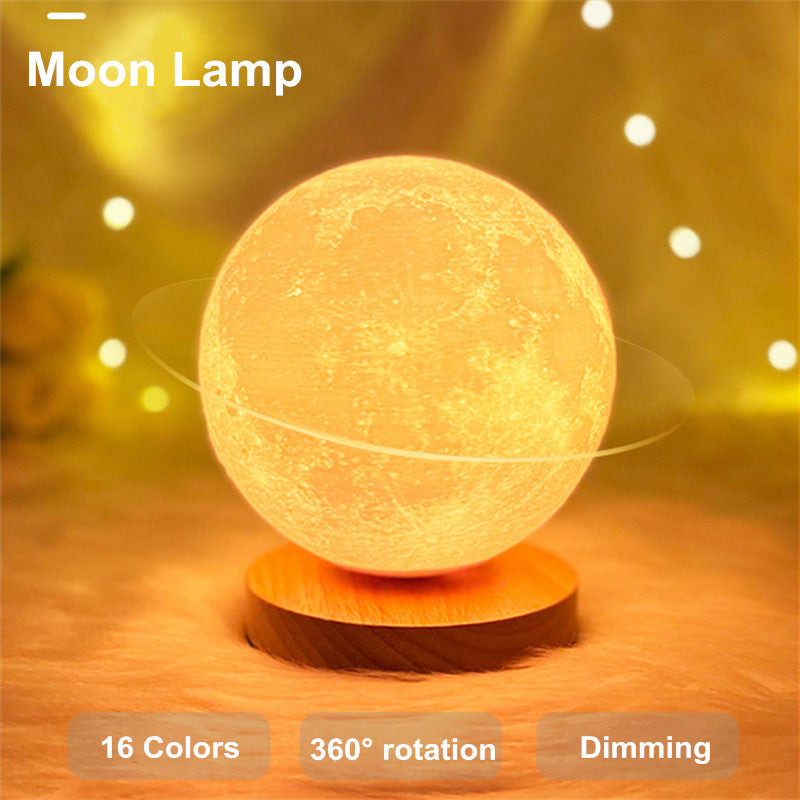 Creative 3D Magnetic Floating Levitating Moon Lamp with Touch Control and 3 Color Options.