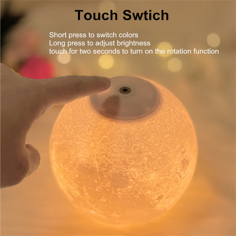 Creative 3D magnetic moon lamp with touch switch and adjustable brightness.