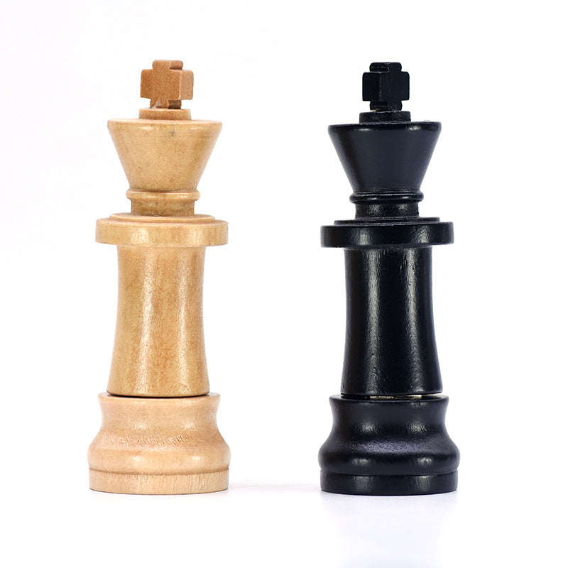 Pair of wooden chess piece styled USB 2.0 pen drives in black and natural wood finish.