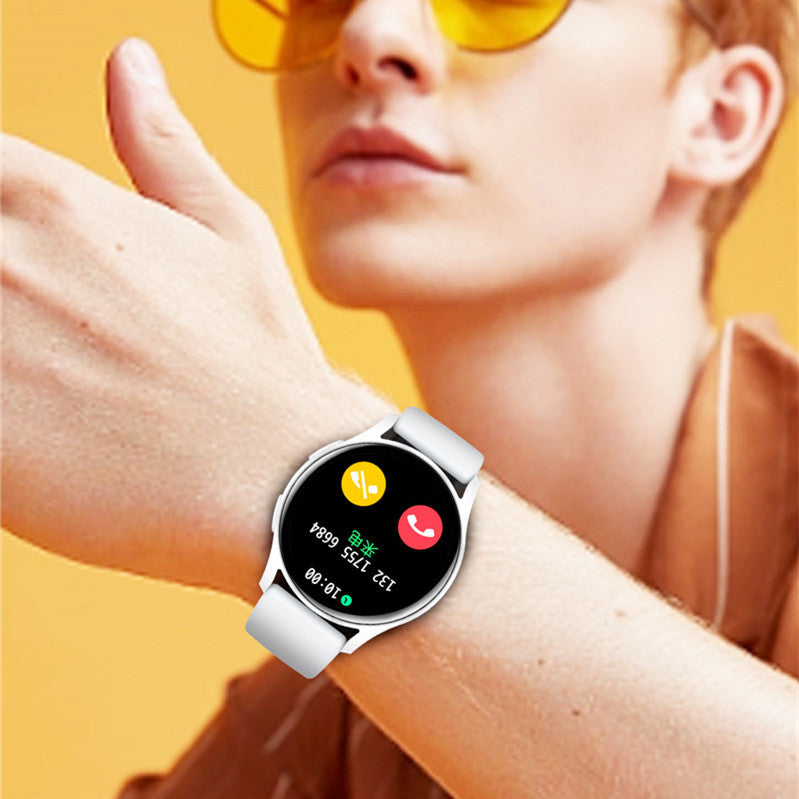 Person wearing X01 Bluetooth Call Smartwatch with white steel strap and call notification on screen